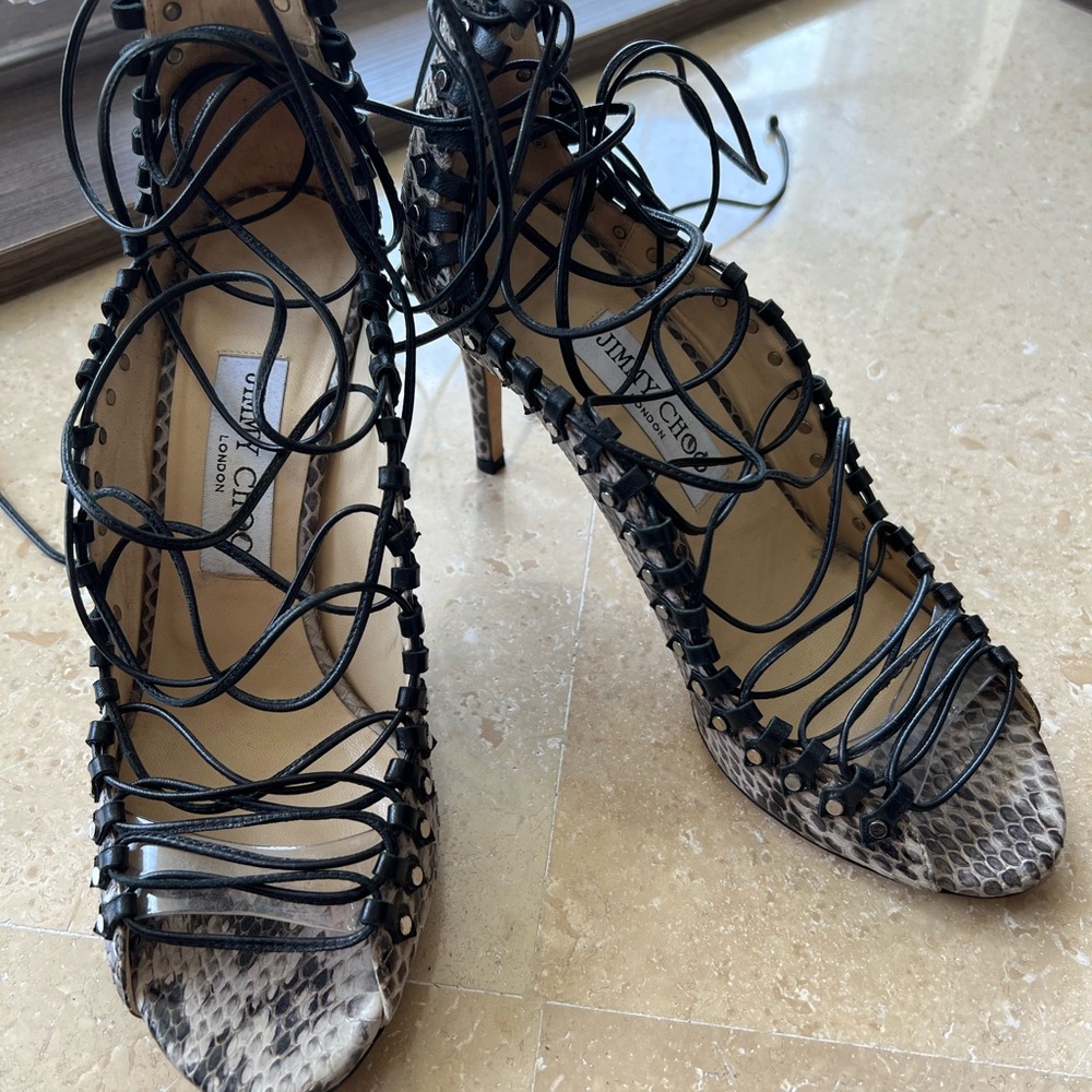 Jimmy Choo Python Lace Up Heels - image 3